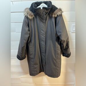 VALANGA – Grey Parka with Real Fur Hood Trim (Taille 14)